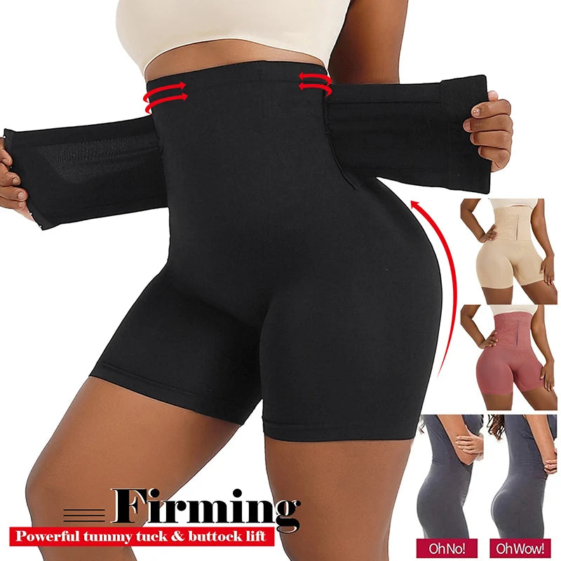 Cinta Modeladora de Cintura Alta com Efeito Barriga Chapada, Calcinha Redutora com Compressão, Controle de Abdômen, Shorts Modeladores Femininos com Alças.