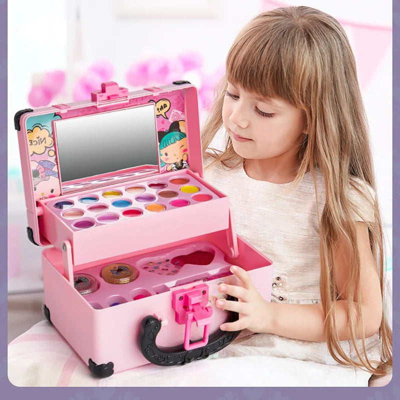 Crianças Maquiagem Cosméticos Fingir Jogar Caixa Princesa Maquiagem Menina Brinquedo Play Set Batom Sombra de Olho Segurança Não Tóxico Kit Brinquedo Kid