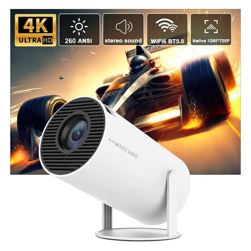 Projetor Magcubic HY300 Pro 4K Android 11 Duplo Wifi6 260ANSI Allwinner H713 BT5.0 1080P 1280×720P Cinema em Casa e Uso ao Ar Livre