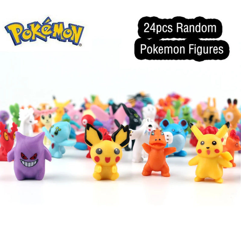 24 Pçs / set Pokemon Figura de Ação 2-3 CM Não Repetindo Mini Figuras Modelo de Brinquedo Pikachu Anime Crianças Coletar Bonecas Presentes de Aniversário