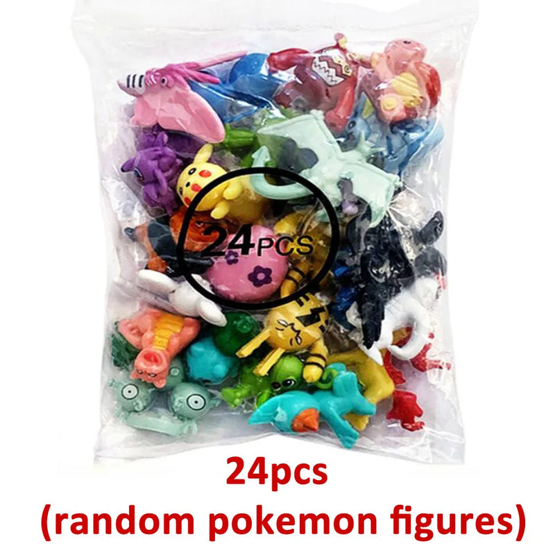 24 Pçs / set Pokemon Figura de Ação 2-3 CM Não Repetindo Mini Figuras Modelo de Brinquedo Pikachu Anime Crianças Coletar Bonecas Presentes de Aniversário