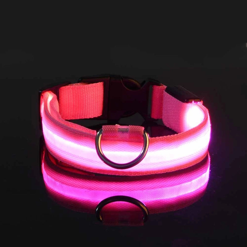 Nylon LED Segurança Noturna Piscando Brilho no Escuro Coleira de Cachorro Cães Luminoso Fluorescente Coleira de Cachorro