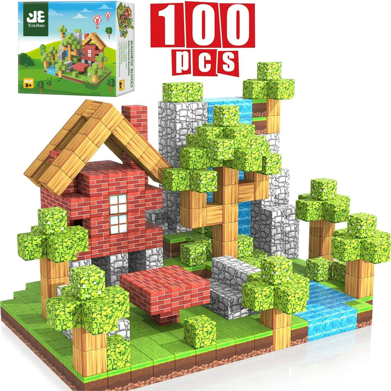 100pcs Blocos Magnéticos Conjunto de Ímã de Construção de Brinquedo Para Meninos Meninas Haste Montessori Cubos Sensoriais Para Crianças Presente