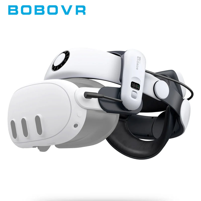 BOBOVR S3 Pro – Alça de Cabeça com Bateria de 10.000mAh para Meta Quest 3/Quest 3S, com Refrigeração para a Cabeça e Acessórios VR para Maior Conforto