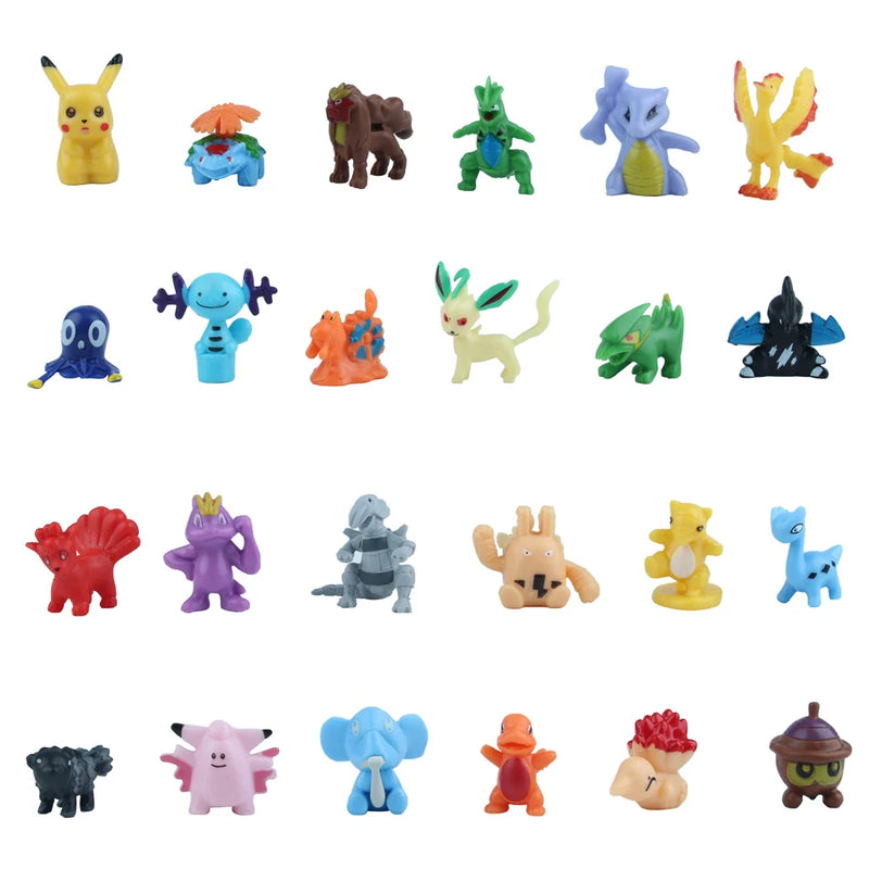 24 Pçs / set Pokemon Figura de Ação 2-3 CM Não Repetindo Mini Figuras Modelo de Brinquedo Pikachu Anime Crianças Coletar Bonecas Presentes de Aniversário